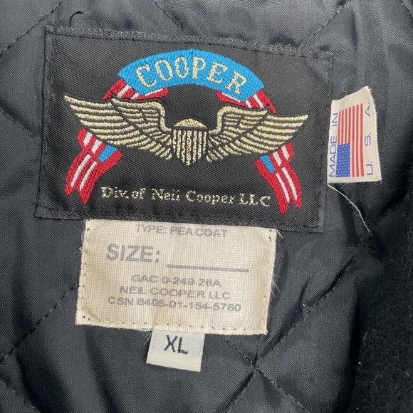 Vtg 80s Cooper Black 100% Wool Peacoat Sz XL Exclusive From Labor Mgt Co… - Picture 2 of 10